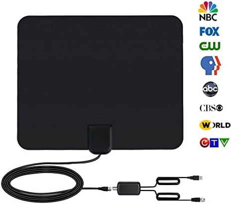 2018 NEW VERSION TV Antenna for Digital TV Indoor, HDTV Antennas High Definition 4K 1080P with Best 60 Miles Stronger Reception, Detachable Amplifier Signal Booster and 13Ft Coax Cable – Black