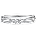 Caperci Love Knot White Cubic Zirconia Silver Bangle Bracelets for Women 7.25''
