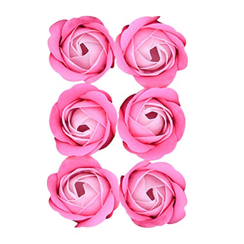 6Pcs Rose Petal Soaps Scented + Favor Gift Boxes for Valentine Wedding Birthday Gifts Party Decorations Supplies (Pink)