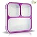 MUNCHBOX Bento Lunch Box - (Purple) Ultra-Slim Tray Style Leakproof 3-Compartment with Air Tight Seal - Prevents Contents from Mixing & Spilling-Microwavable - Dishwasher Friendly - For Kids & Adults.