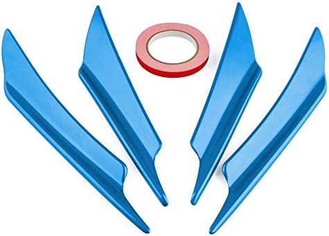 Ruien 4 PCS Blue Plastic Car Front Bumper Canard Splitter Canards Exterior