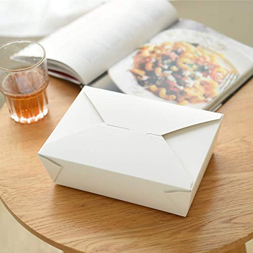 Take Out Boxes 71 Oz White Chinese Take Out Containers 40 Pack Microwaveble Folding Natural Food Boxes for Food Take Out Boxes Ideal Leak and Grease Resistant Food Containers for Restaurants