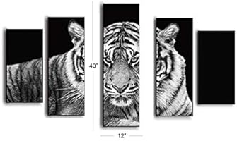 Black White 4 Panel Wall Art Painting Blue Eyed Tiger Prints On Canvas The Picture Animal Pictures Oil For Home Modern Decoration Print Decor For Kitchen Buy Online At Best Price