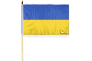 A.G.A.S MANUFACTURING GROUP AGAS Ukraine Flag 12x18 inch – Durable 100% Polyester, Double Stitched, 24" Wooden Dowel Pole – Proudly Stand with Ukraine