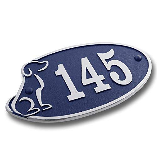 House Number Address Plaque Perfect for Dog Lovers. Cast Metal Personalised Yard Or Mailbox Sign with Oodles of Color, Number and Letter Options. Handmade in England by The Metal Foundry Just for You