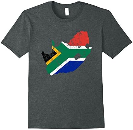 Mens South Africa Map Flag T-shirt South African Retro Small Dark Heather