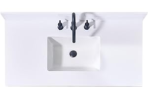 Altair Design 43. in Stone Effects Vanity Top in Snow White with White Sink
