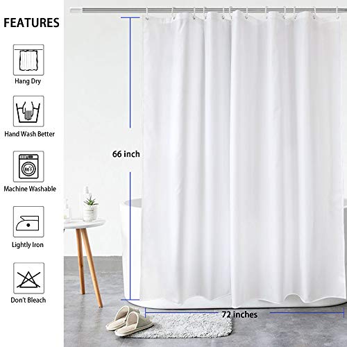 AooHome 72x66 inch Short Shower Curtain Liner, Fabric Solid Color