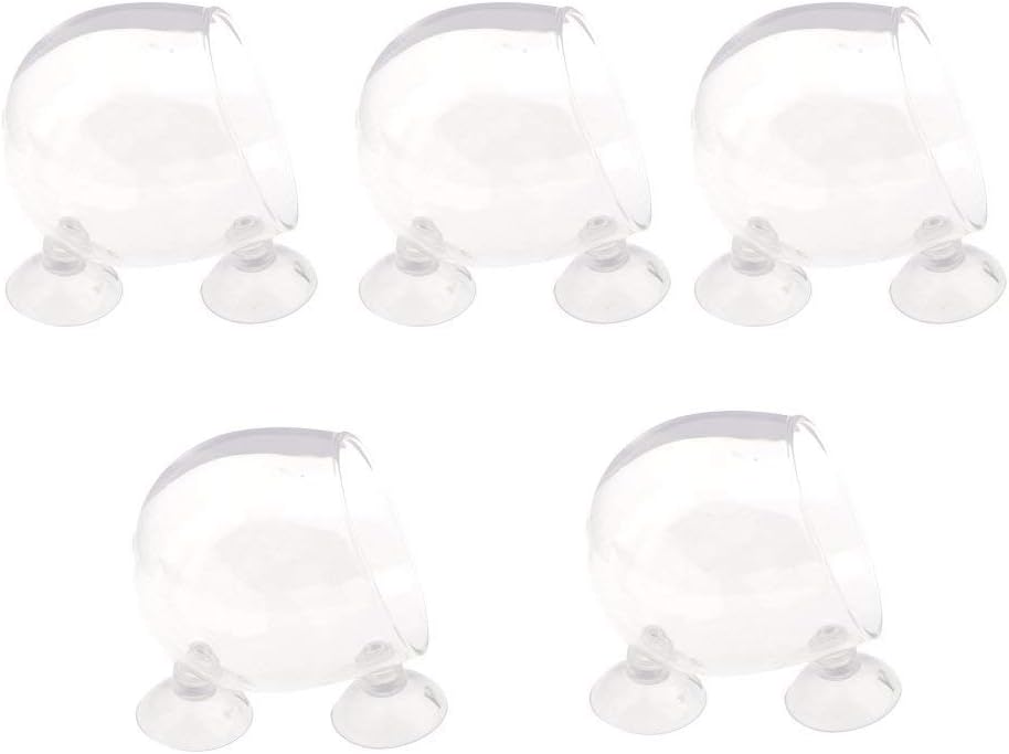 Aquatic Plant Crystal Clear Glass Cup Pot Aquarium Aquascaping Fish Tank Holder Water Plant Seeds Water Grass Aquarium Decor, 5 Pack