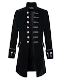 DarcChic Mens Velvet Goth Steampunk Victorian Frock Coat (XXXL, Black)