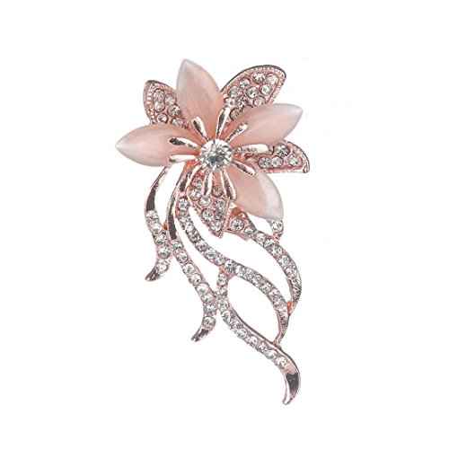 Alonea Brooch Pins, Flowers Crystal Rhinestone Retro Bronze Lapel Pin Brooches Collar (Pink â¤ï¸)
