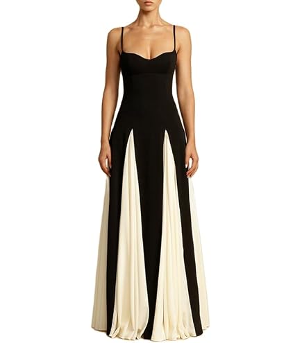 Amazon.com: Adoeren Women Elegant Colorblock Maxi Dress Black