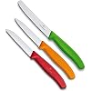 Victorinox Groentemessenset, 3-delig, roestvrij, vaatwasmachinebestendig, rood, oranje, groen