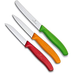 Victorinox Groentemessenset, 3-delig, roestvrij, vaatwasmachinebestendig, rood, oranje, groen