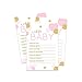 Pink and Gold Wishes Cards (20 Pack) Baby Shower Games for Girls - Guest Book Alternative Cute Words of Wisdom - Keepsake Activity for Wishing Well & Birthdays - 4x6