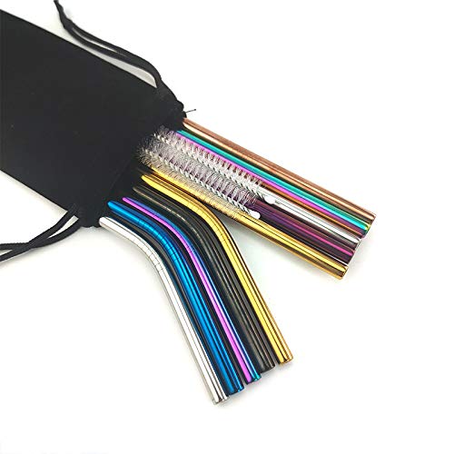 S-L Strohhalm Bunte Wiederverwendbare Trinkhalm Hohe Qualität 304 Edelstahl Metallhalm mit gereinigerer Bürste für… – Bild 3
