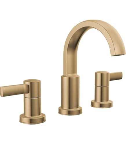 Delta Nicoli Brushed Gold Faucet 3 Hole, 8 Inch Widespread
