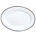 Enamelware Oval Plate, 11.75 inch, Vintage White/Black (Single)