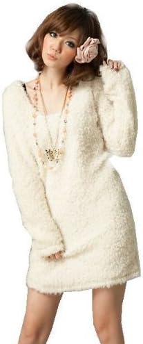 Amazon Co Jp もこもこ可愛いゆるニットワンピース ベージュ ファッション