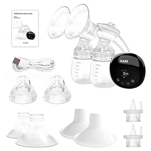 IKARE Double Breast Pumps Electric Rechargeable Milk Pump with 5