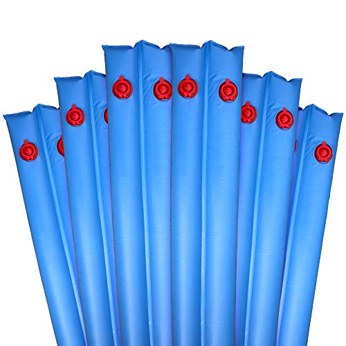 Robelle Pacote com 6 pesos de cobertura de piscina de câmara dupla azul resistente de 2,4 m, vinil de 0,33 mm de espessura, sacos de água para piscina, tubos de água