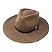 B&S Premium Lewis - Wide Brim Fedora Hat - 100% Wool Felt - Water Resistant - Leather Band - Light Brown 56