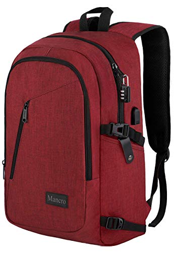 Laptop Backpack for Women, Middle High School Backpack with USB Port for School Supplies, College Accessories, Water Resistant Travel Daypack Cute Book Bag for Teens, Ladies Fit 15.6 in Computer(Red)