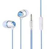 Vanten Premium Metal In-ear Earphones Heavy Bass Stereo Loud Sound Earbuds Noise Isolating Headphones with Answer Calling Control 3.5mm for Smartphones (Blue/White)