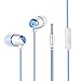 Vanten Premium Metal In-ear Earphones Heavy Bass Stereo Loud Sound Earbuds Noise Isolating Headphones with Answer Calling Control 3.5mm for Smartphones (Blue/White)