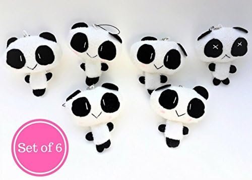 Mini Panda Bear Plush Birthday Party Favors Supplies Lot of 6