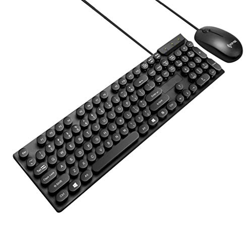 COM1950s 104 Keys Gaming Keyboard 1 Set Anti-Splash Wired Mult Punk Gaming Keyboard Mouse Office for PC Computer (Black) - Thumbnail 7