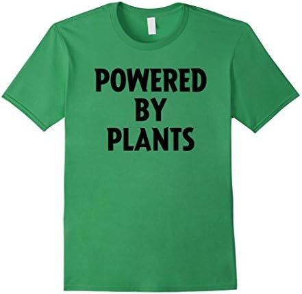 Mens Powered by Plants t-shirt - Vegan Vegetarian, Healthy living Medium Grass
