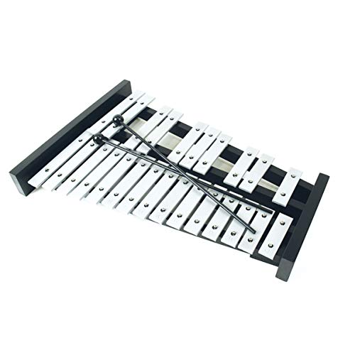 Professional Large Black Wooden Soprano Glockenspiel Xylophone with 25 Metal Keys for Adults and