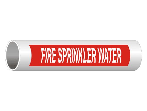 Fire Sprinkler Water (White Legend On Red Background) ASME A13.1 Pipe Label Decal, 8x2 inch 50-Pack Vinyl by ComplianceSigns