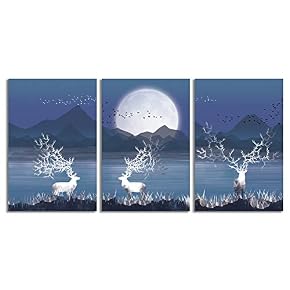 NWT Canvas Wall Art Abstract Deer in Forest...