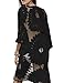 shermie Women's Short Sleeve Summer Lightweight Kimono Loose Long Floral Swimsuits Cover Up Black
