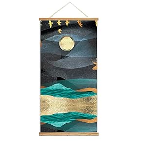 Wooden Framed Hanging Poster Nordic Style Nature Landscape Wall Picture Canvas Artwork for Home Decoration Ready to Hang - 18"x36"