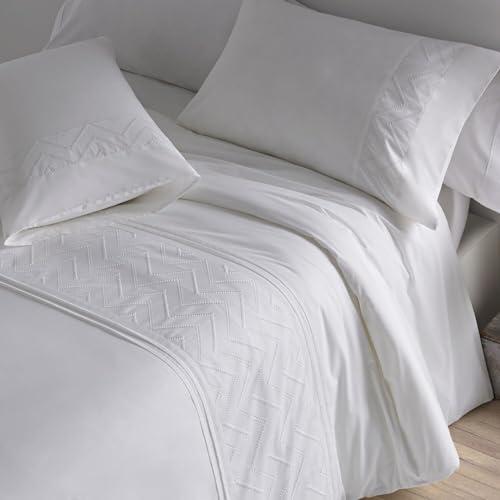 Burrito Blanco | Embroidered Cotton Duvet Covers | for 180 cm Bed Cotton Percale 200 Thread Count | Colour 400 White (180 x 190/200 cm)