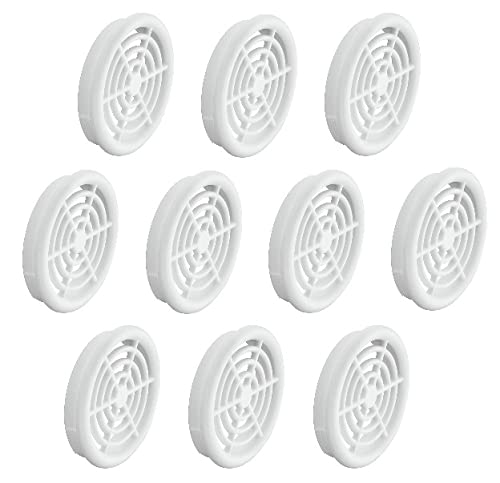 Gedotec Ventilation Grille Round for Ventilation | 10 Pieces Exhaust air Grille White 44 mm| Inside and Outside | Breathe | air Rosette Slotted Made of Plastic | with Cover Edge for Insertion