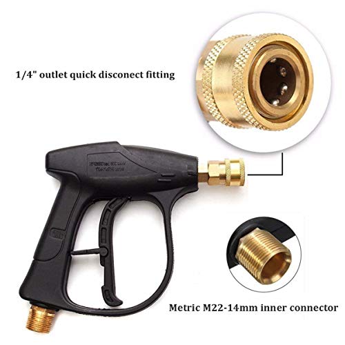 AYAOQIANG Car Wash Pressure Washer Adjustable Foam Cannon 1 Liter Bottle, 1/4 Quick Connector Foam Blaster for Pressure Washer Gun,5 Pressure Washer Nozzles for Cleaning with Glove