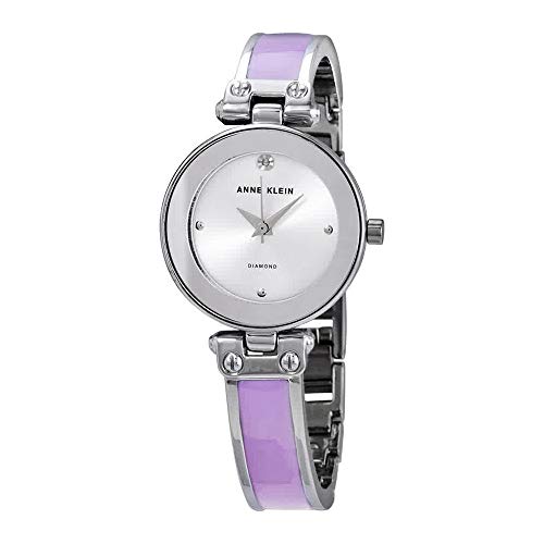 Anne Klein Women's AK/1981LVSV Swarovski Crystal Accented Silver-Tone and Lavender Bangle Watch