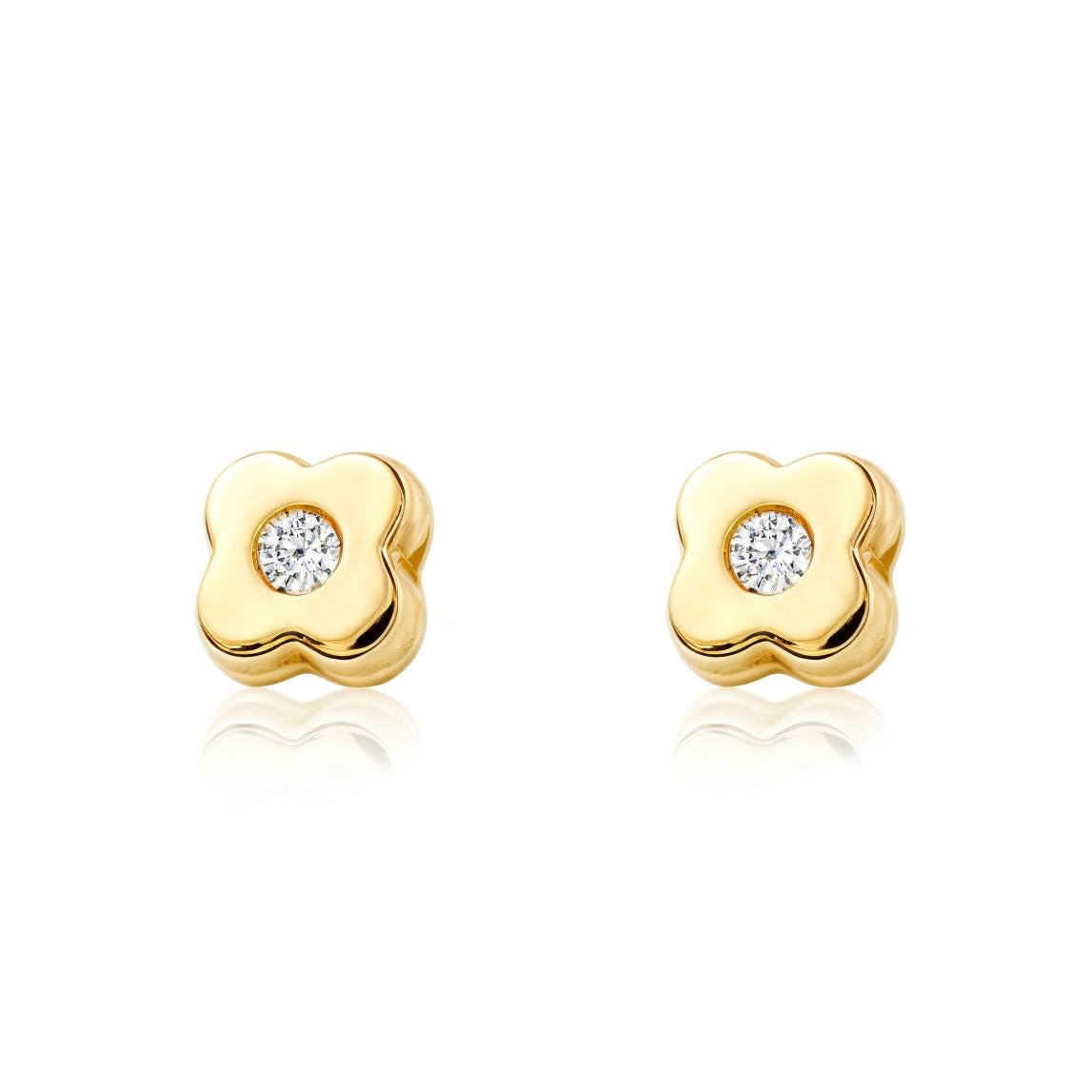 9ct Yellow Gold clover Children's Earrings