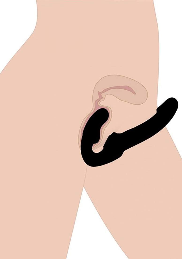 Evoke Rechargeable Vibrating Silicone Strapless Strap On- Black - Image 5