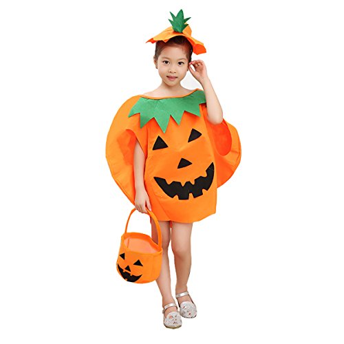 Festar Halloween 3PC Pumpkin Costume for Kids Children Cosplay Party Clothes (Orange) - //coolthings.us