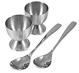 Stainless Steel Egg Cups with Egg Spoons (4 Piece Set)