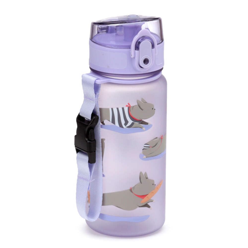 Puckator BOT213 Bertrand the French Bulldog Pop Top 350ml Shatterproof Reusable Children's Bottle with Infuser