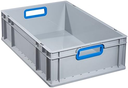 456775 Eurobox"632" 23.62x15.75x12.6" Open Handles In Grey/Blue