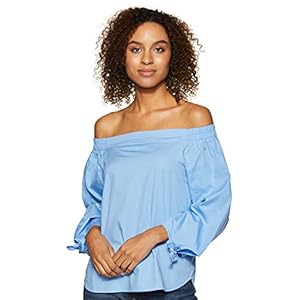Amazon Brand – Symbol Women’s Solid Loose Fit Blouse (TRISYW004_Blue2 M)