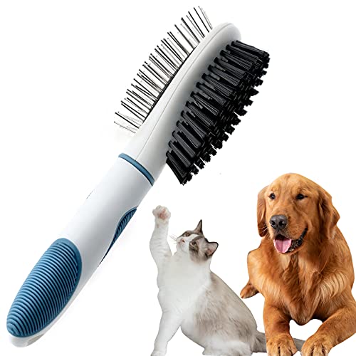 Pet grooming brush, pet grooming comb, pet bathing hair removal tools cleaning brush, pet grooming dual-purpose tool brush, suitable for cat and dog hair cleaning brush