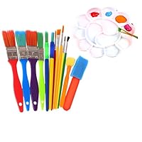 Haodeba 16Pcs Kids Paint Brushes Set Paint Brushes Paint Pallet Classroom Bulk Set for Kids Toddlers and Children